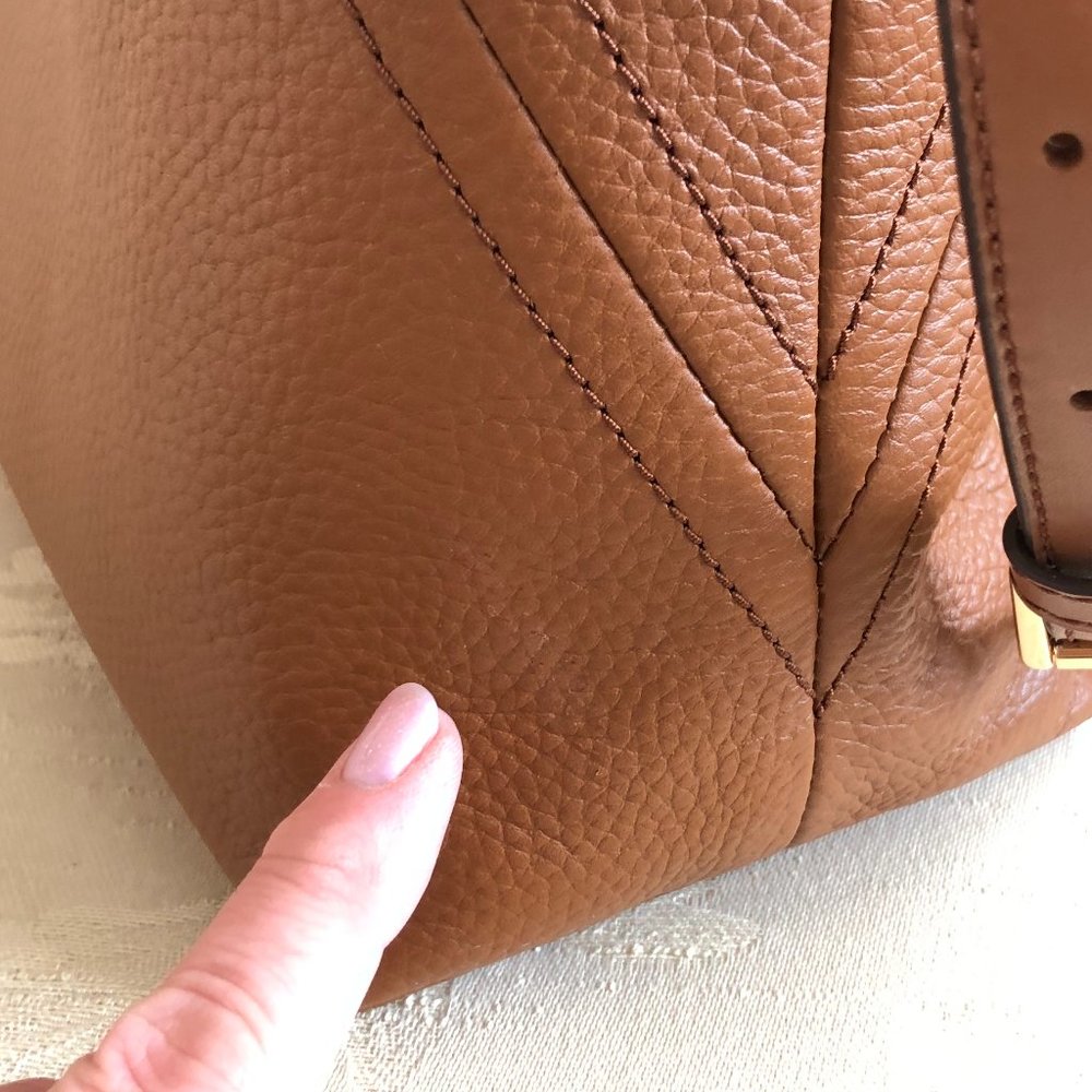 **SOLD** NWT Michael Kors Aria Luggage Brown Leather Shoulder Handbag/Crossbody - Picture 9 of 10